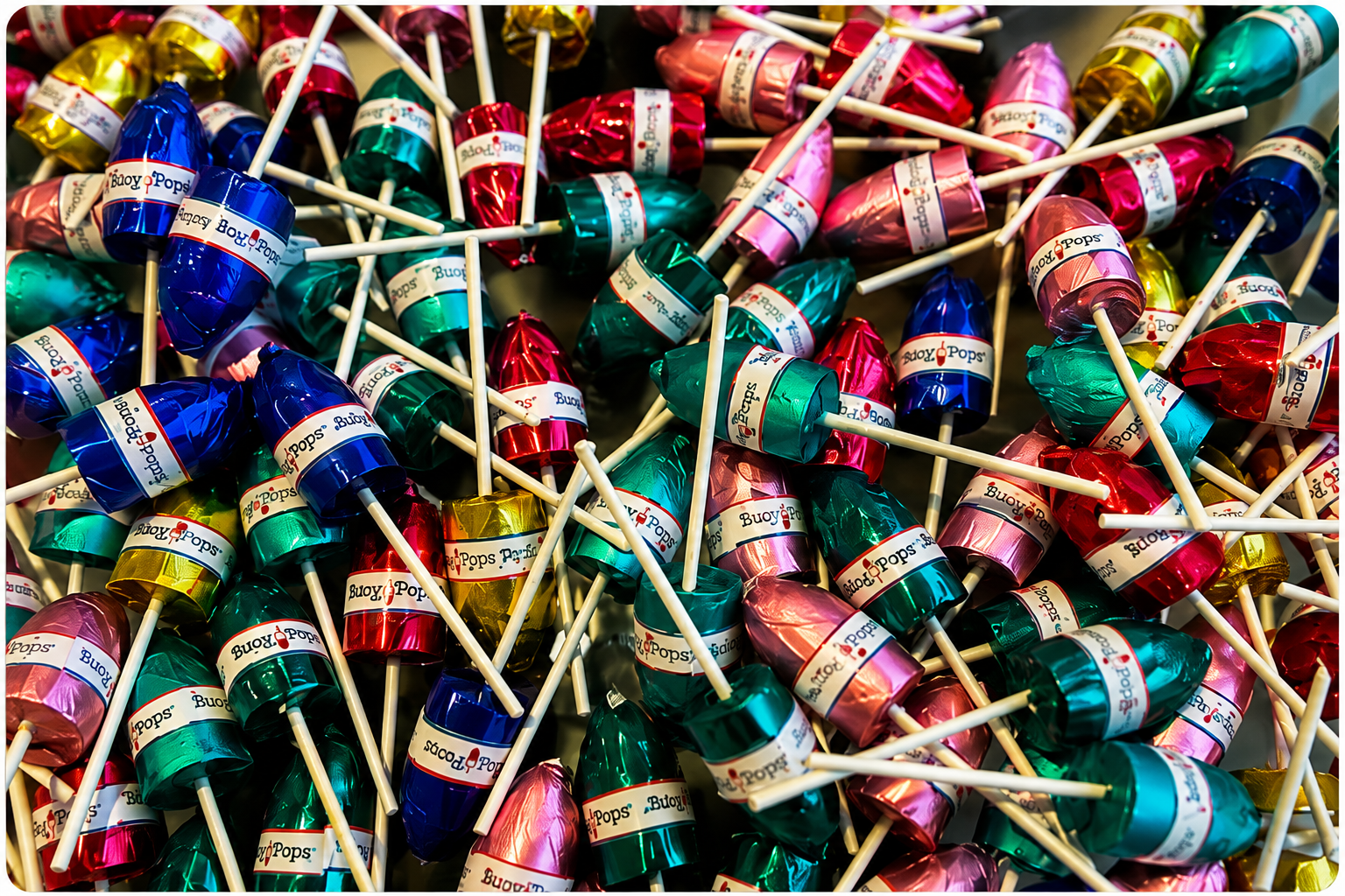 Colorful Buoy Pops ready for a custom gift box